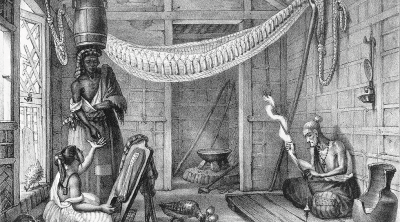 Imagem: Jean-Baptiste Debret, Família pobre em sua casa, 1835. Acervo da Fundação Biblioteca Nacional -- Brasil.