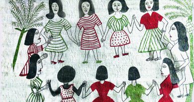 Ciranda - xilogravura em tecido de J. Borges