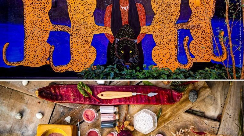 painel pintado pela artista Tamikuã Txihi na Casa Mário de Andrade (Foto: Casa Mário de Andrade)