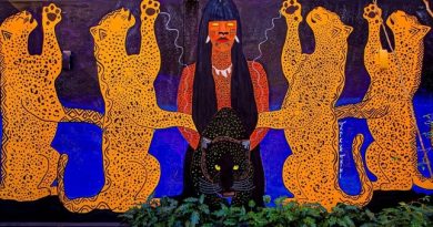 painel pintado pela artista Tamikuã Txihi na Casa Mário de Andrade (Foto: Casa Mário de Andrade)