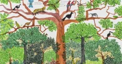 Abel Rodríguez (Cahuinarí, Colômbia [Colombia], 1944 – Bogotá, Colômbia [Colombia], 2025) Árbol natural [Árvore natural], 2018 Acrílica sobre papel [Acrylic on paper], 50 × 70 cm Coleção [Collection] Oliveros, Medellín, Colômbia Foto [Photo]: Cortesia do artista e [Courtesy of the artist and] Instituto de Visión