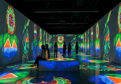 Projeto 3D da sala com obra de Paulo Desana