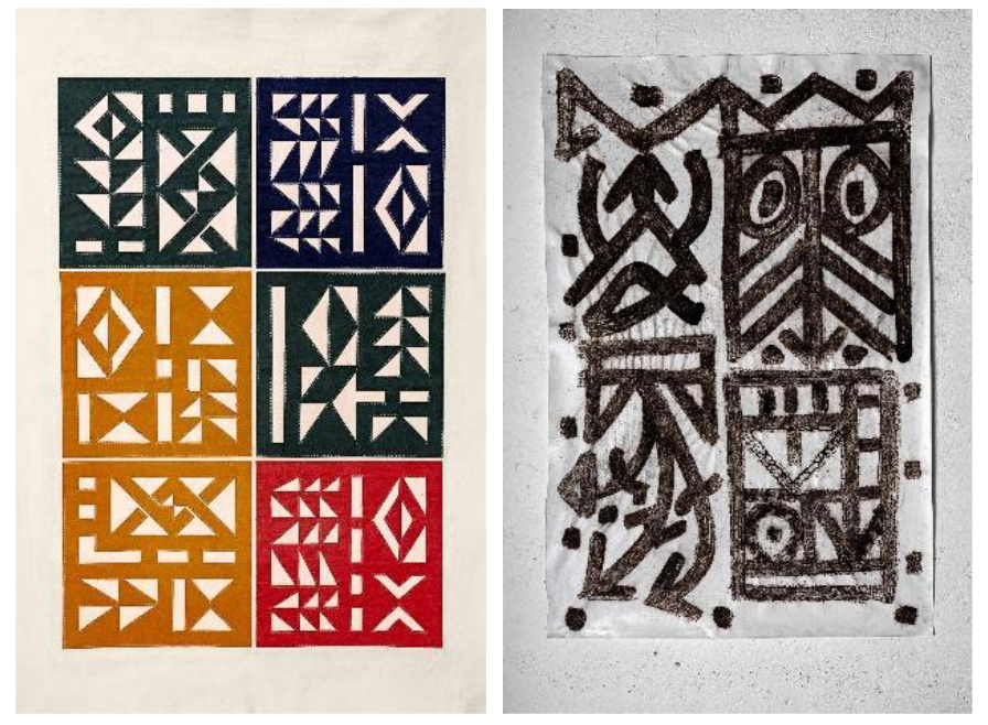 Obra da esquerda: Costuras em lona, s/d. Cortesia do artista Obra da direita: Riscos de pólvora, s/d. Cortesia do artista