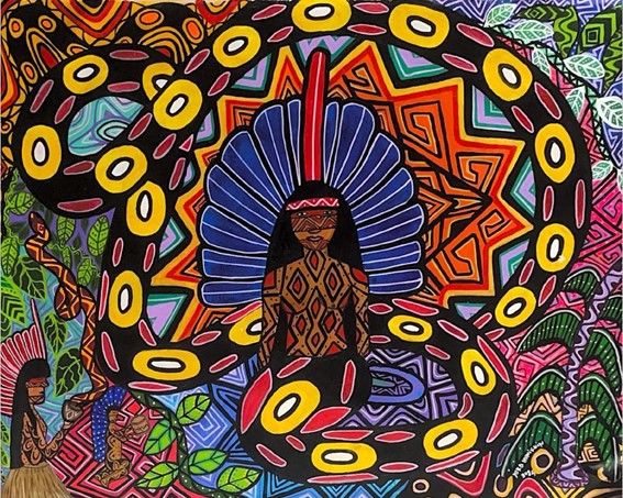 “Yube Nawa Ainbu" (2025), acrílica sobre tela de Yaka Huni Kuin (Crédito das imagens: Divulgação/Museu DAS)