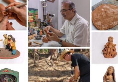 As imagens mostram etapas da modelagem e do desenho sobre placa de barro / Fotos: Ricardo Matsukawa e equipe, além de acervo pessoal