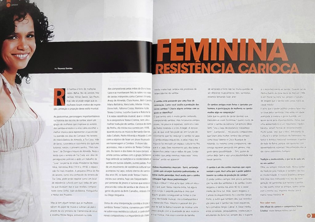 Teresa Cristina nas páginas da Revista Raiz 11