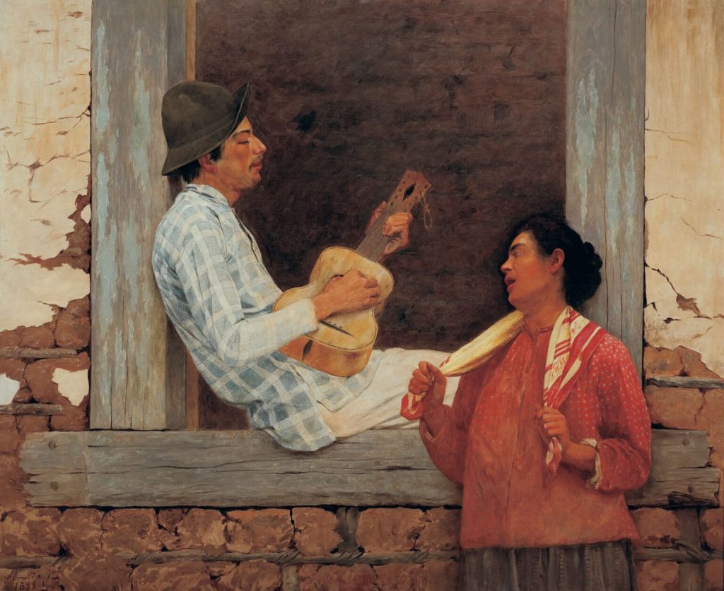 O Violeiro, feita por Almeida Júnio em 1889 integra exposição Caipiras na Pinacoteca de Piracicaba – Isabella Matheus – Pinacoteca de São Paulo